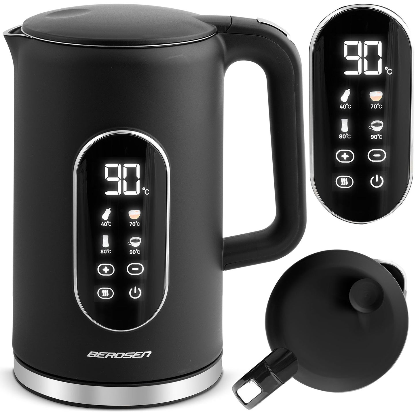 Berdsen BD-712 electric kettle 1.7l, black and silver