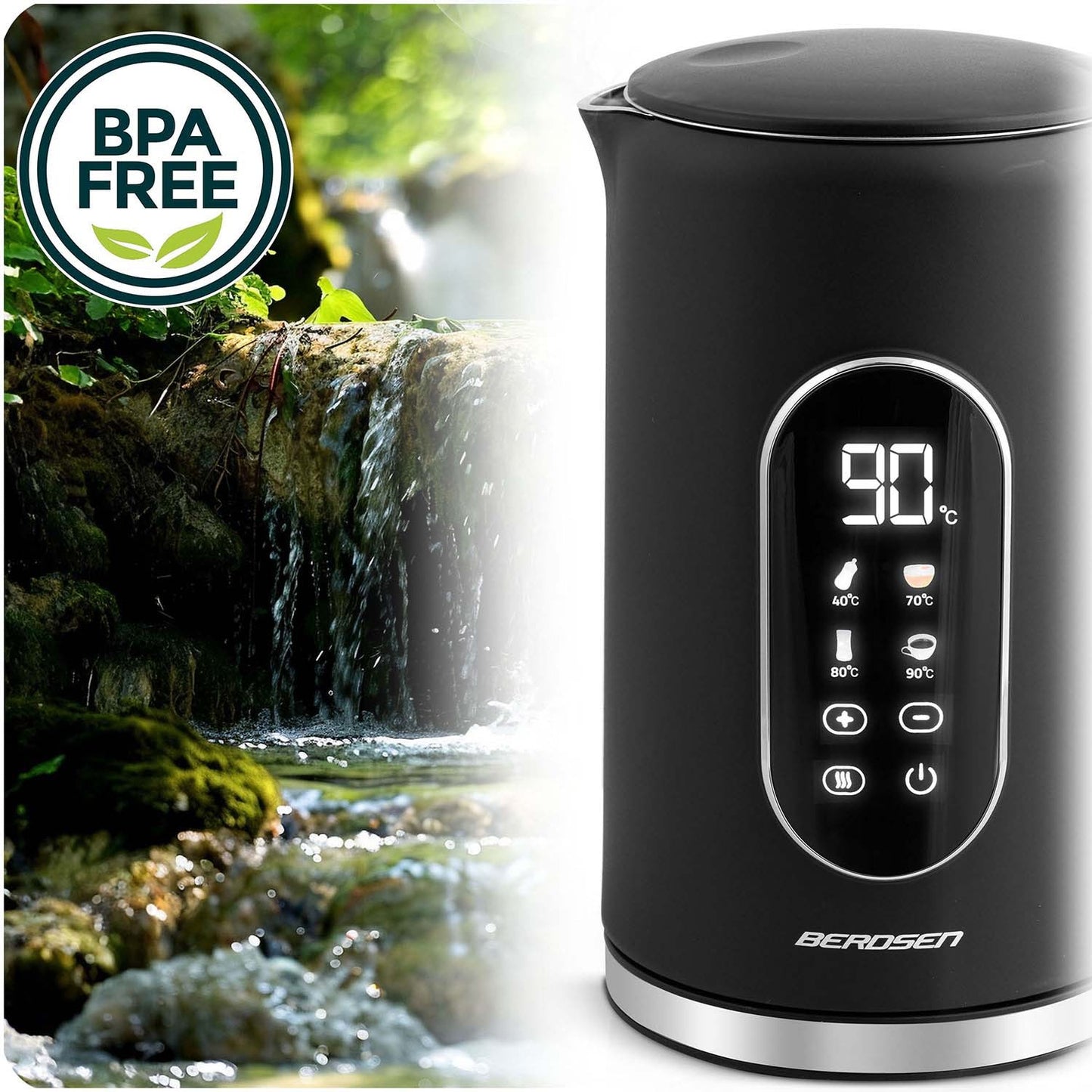 Berdsen BD-712 electric kettle 1.7l, black and silver