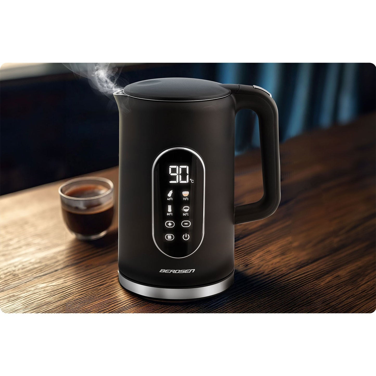 Berdsen BD-712 electric kettle 1.7l, black and silver