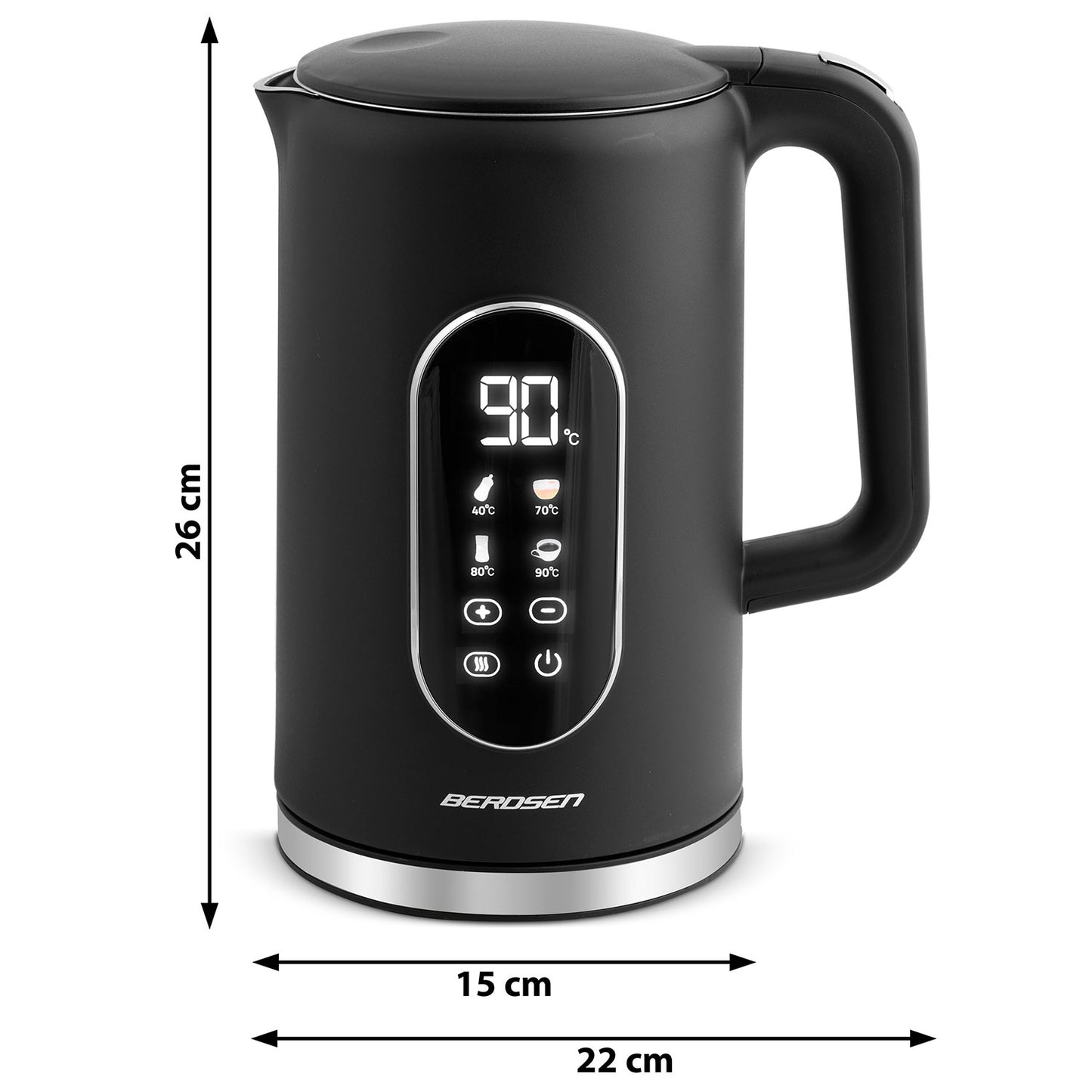 Berdsen BD-712 electric kettle 1.7l, black and silver