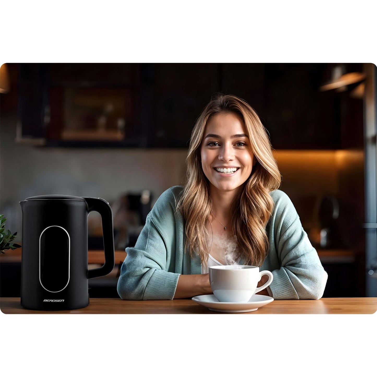 Berdsen BD-712 electric kettle 1.7l, black and silver