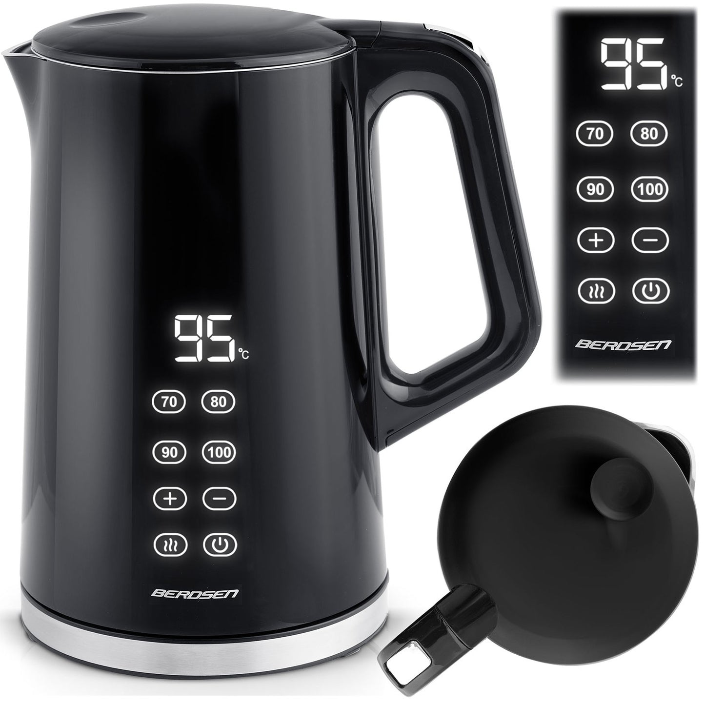 Berdsen BD-71 electric kettle 1.7l, black and silver