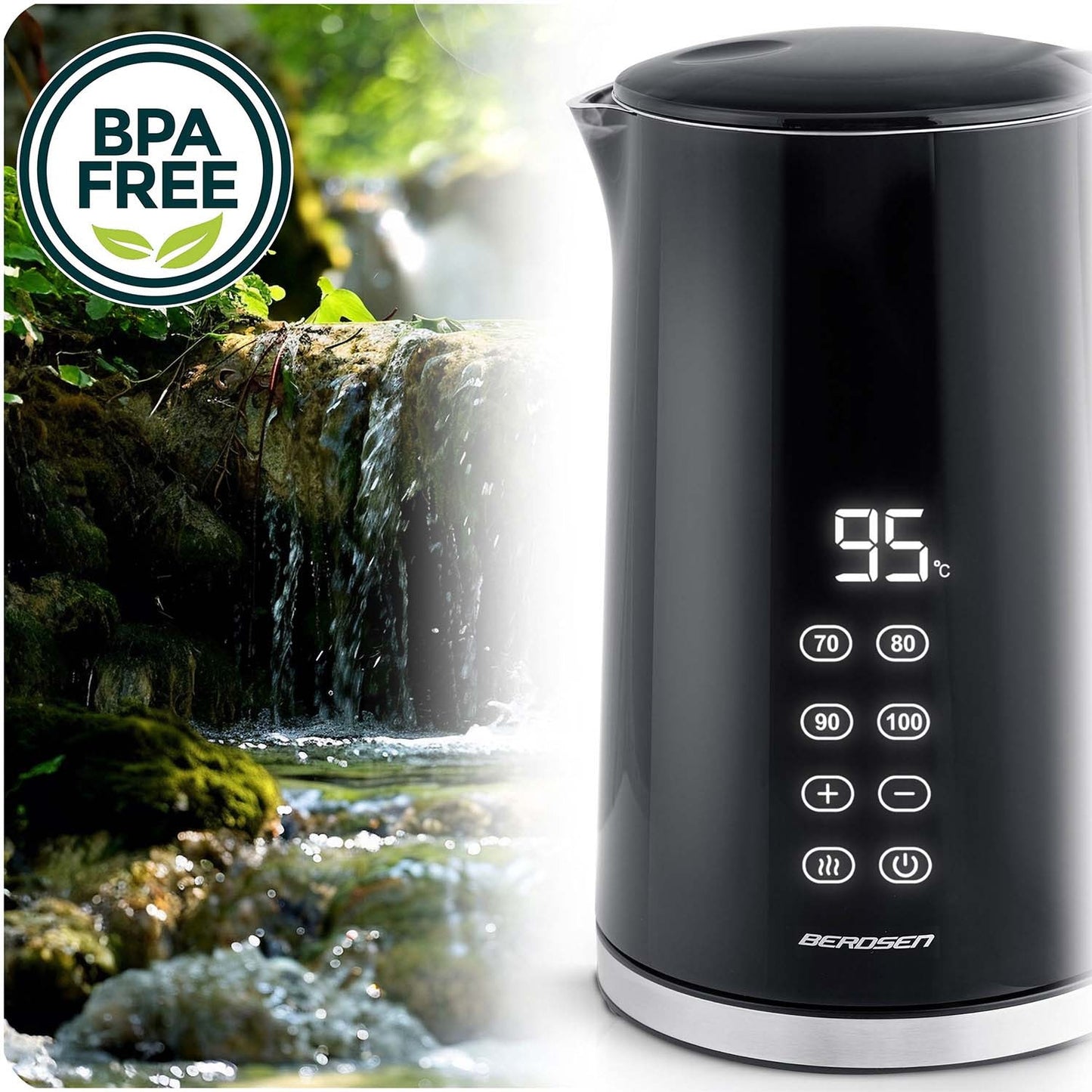Berdsen BD-71 electric kettle 1.7l, black and silver