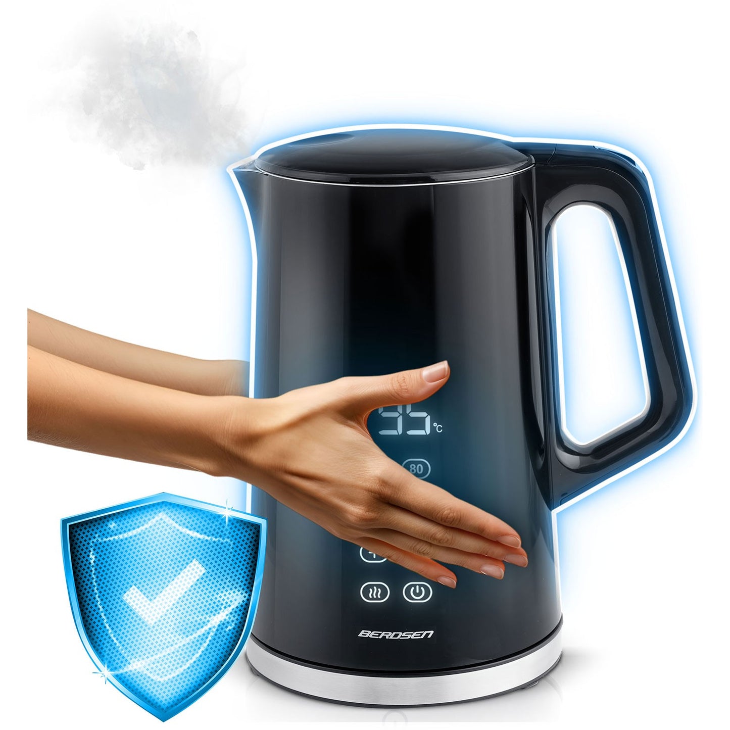 Berdsen BD-71 electric kettle 1.7l, black and silver