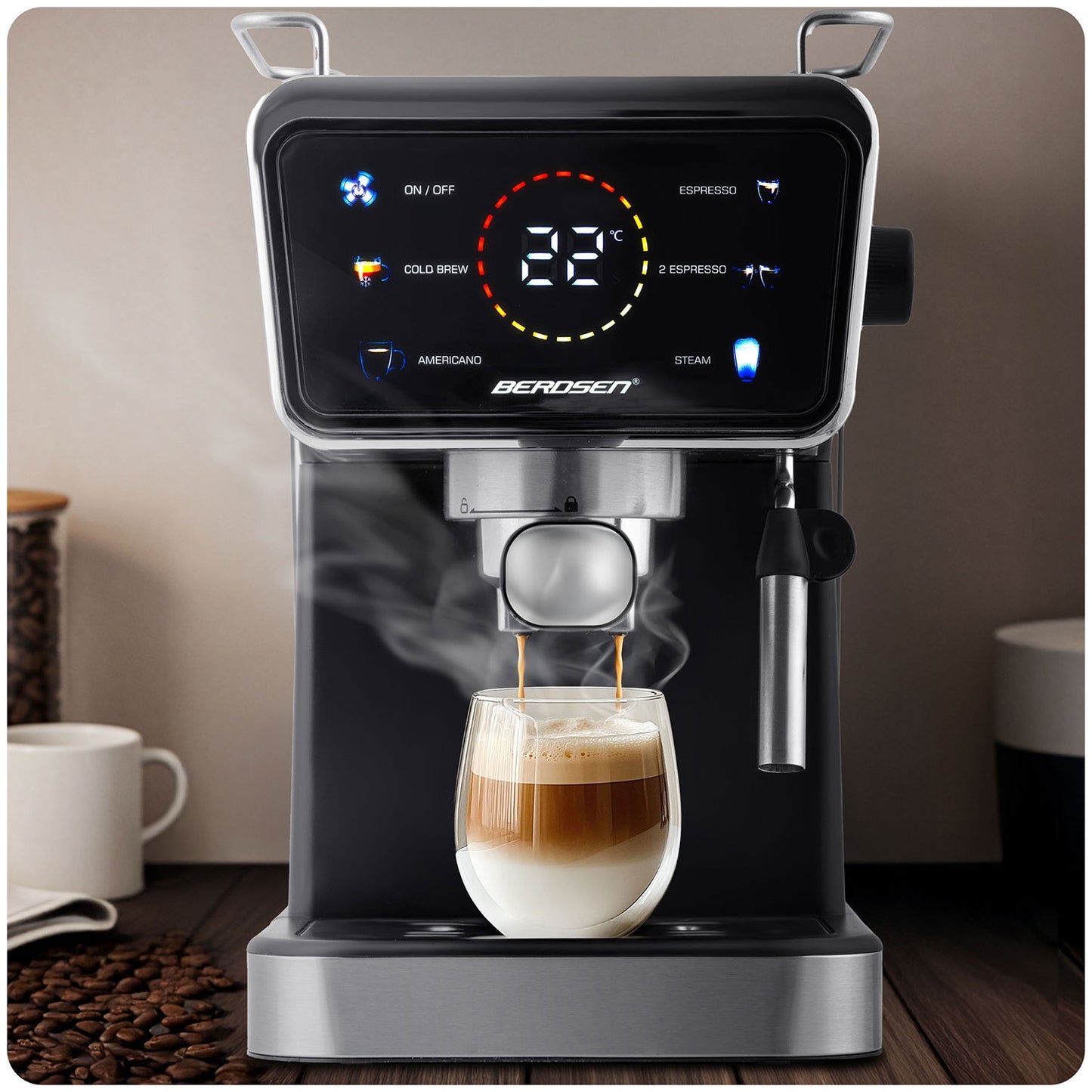 Berdsen BD-771 20 bar coffee machine, black