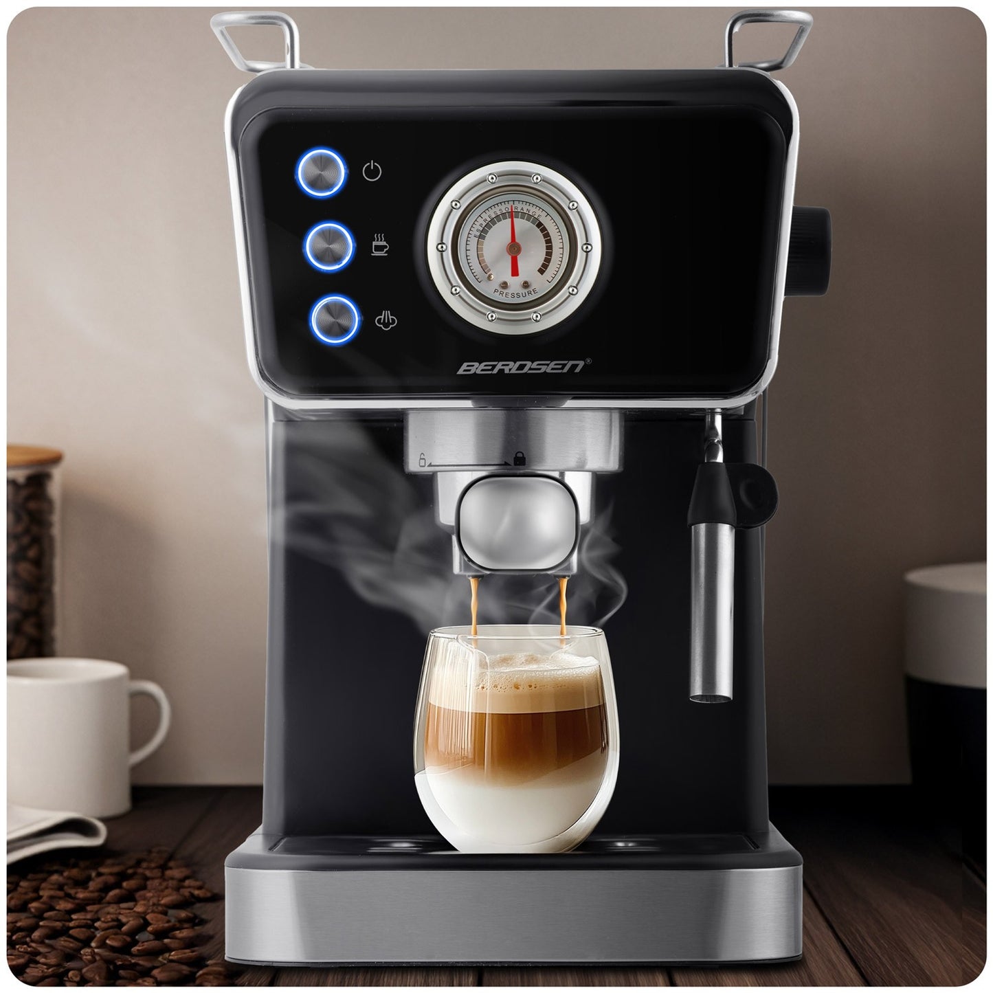 Berdsen BD-772 20 bar coffee machine, black