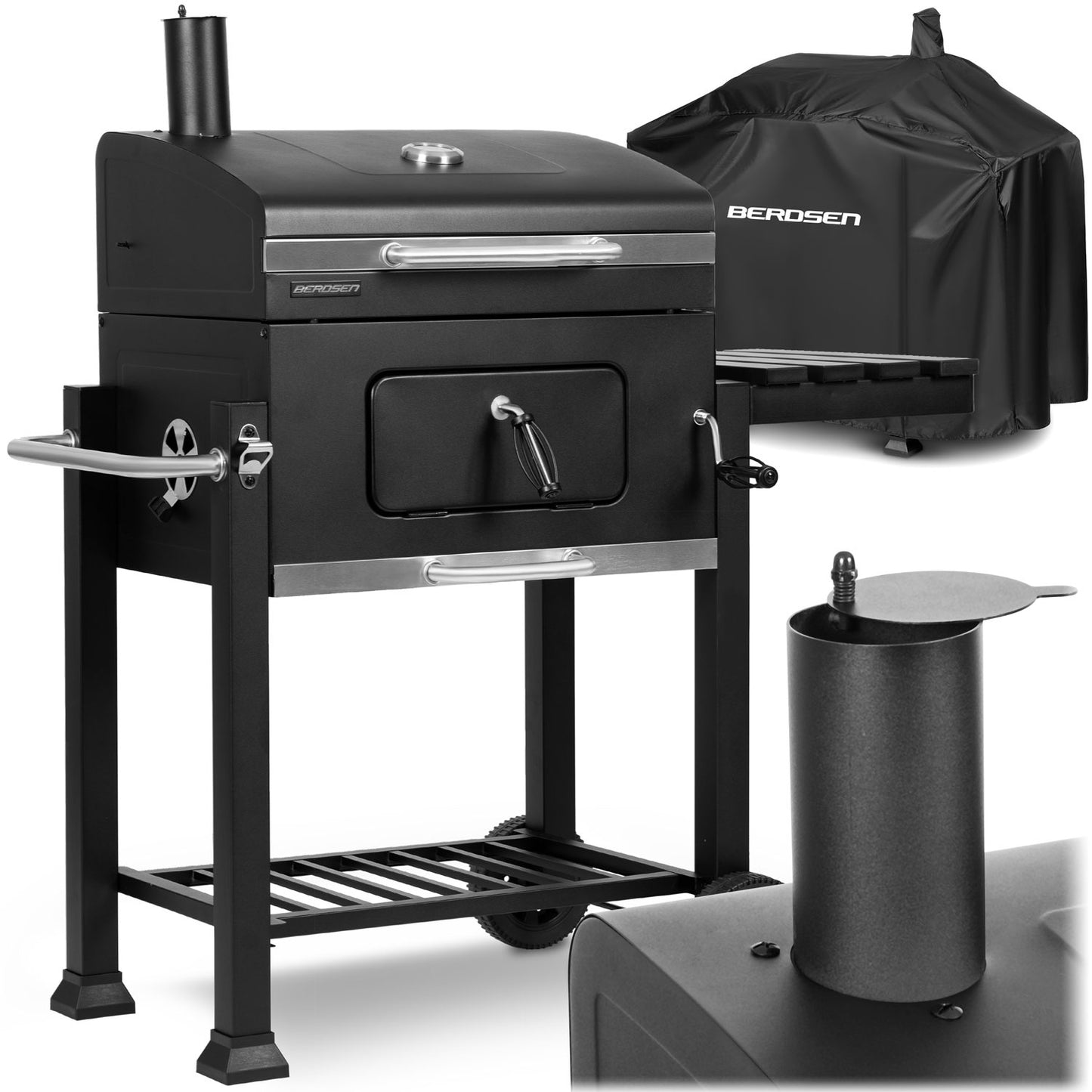Berdsen BD-890 black charcoal grill with cover