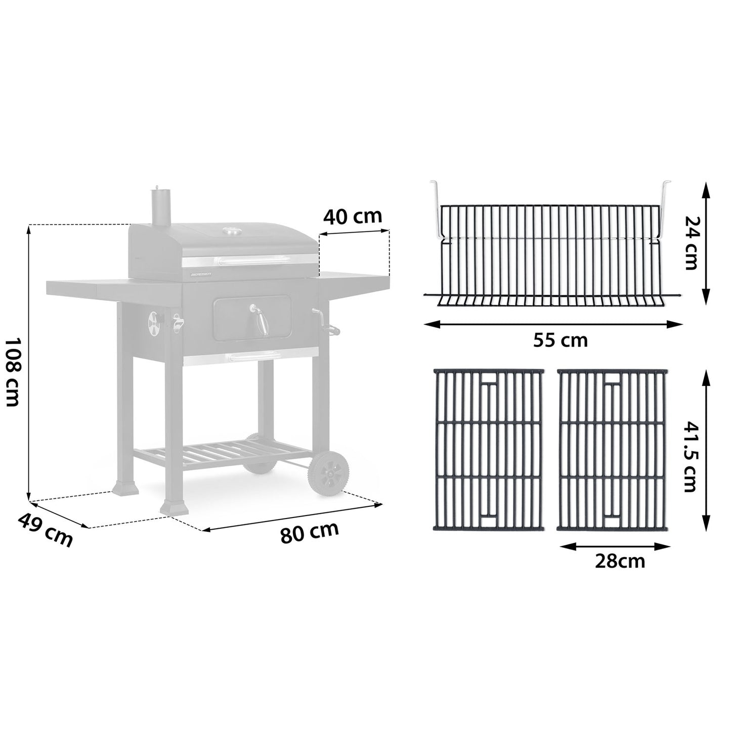 Berdsen BD-890 black charcoal grill with cover