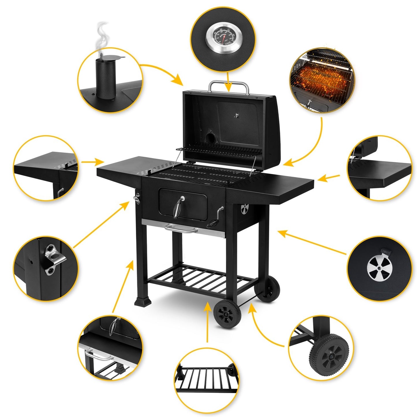 Berdsen BD-890 black charcoal grill with cover