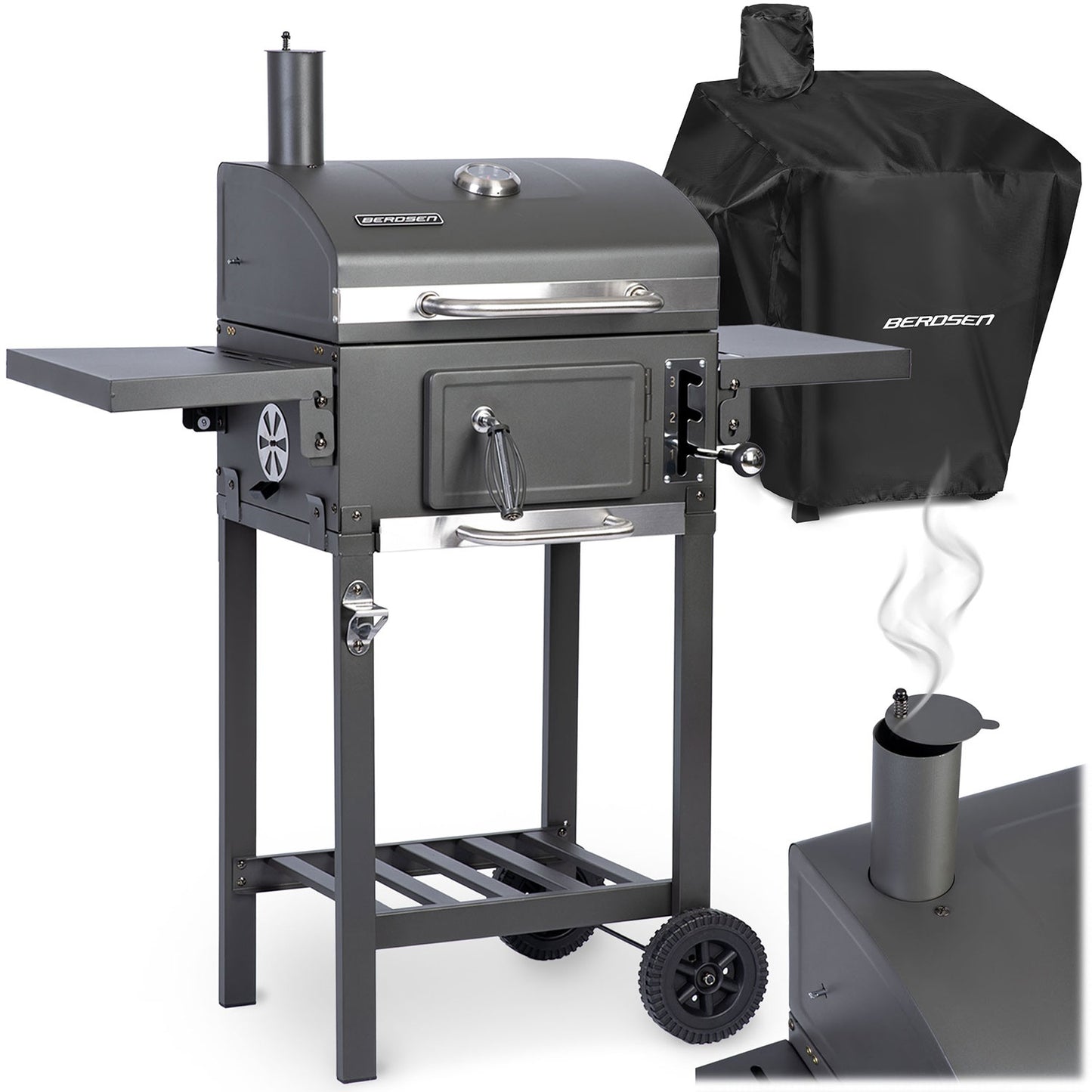 Berdsen BD-892 black charcoal grill with cover