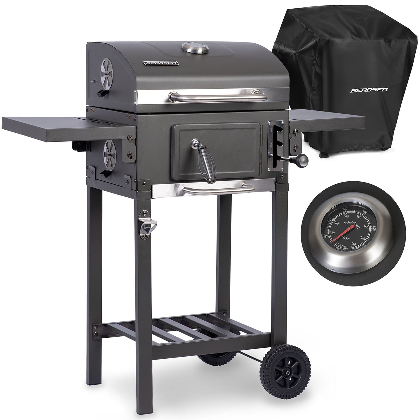 Berdsen BD-892 black charcoal grill with cover