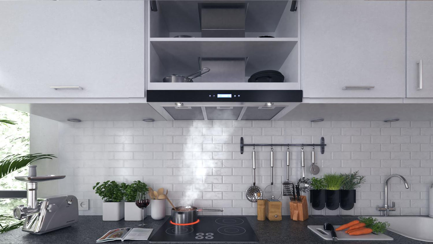 Berdsen BN-KE3 INOX chimney kitchen hood + glass