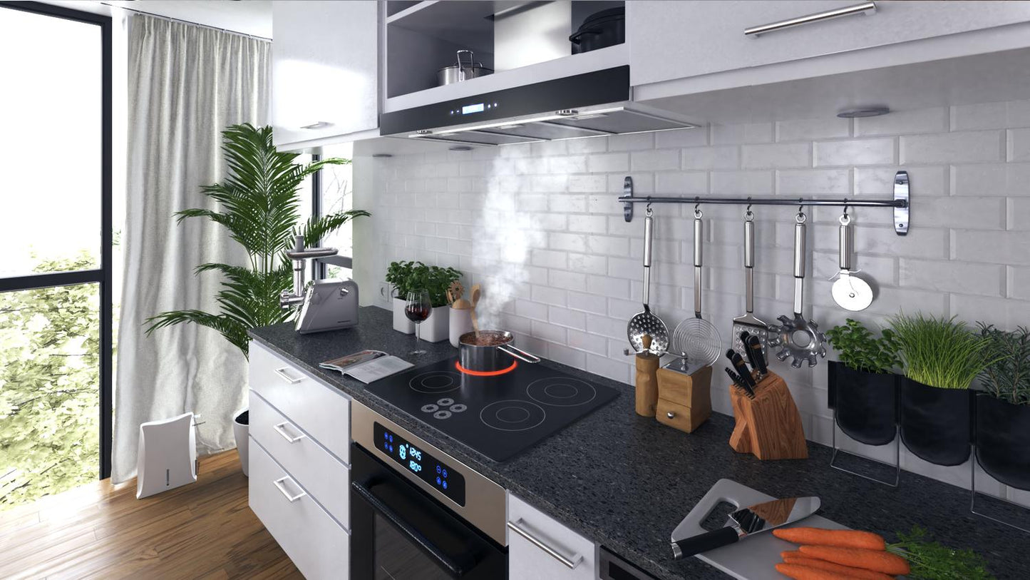 Berdsen BN-KE3 INOX chimney kitchen hood + glass