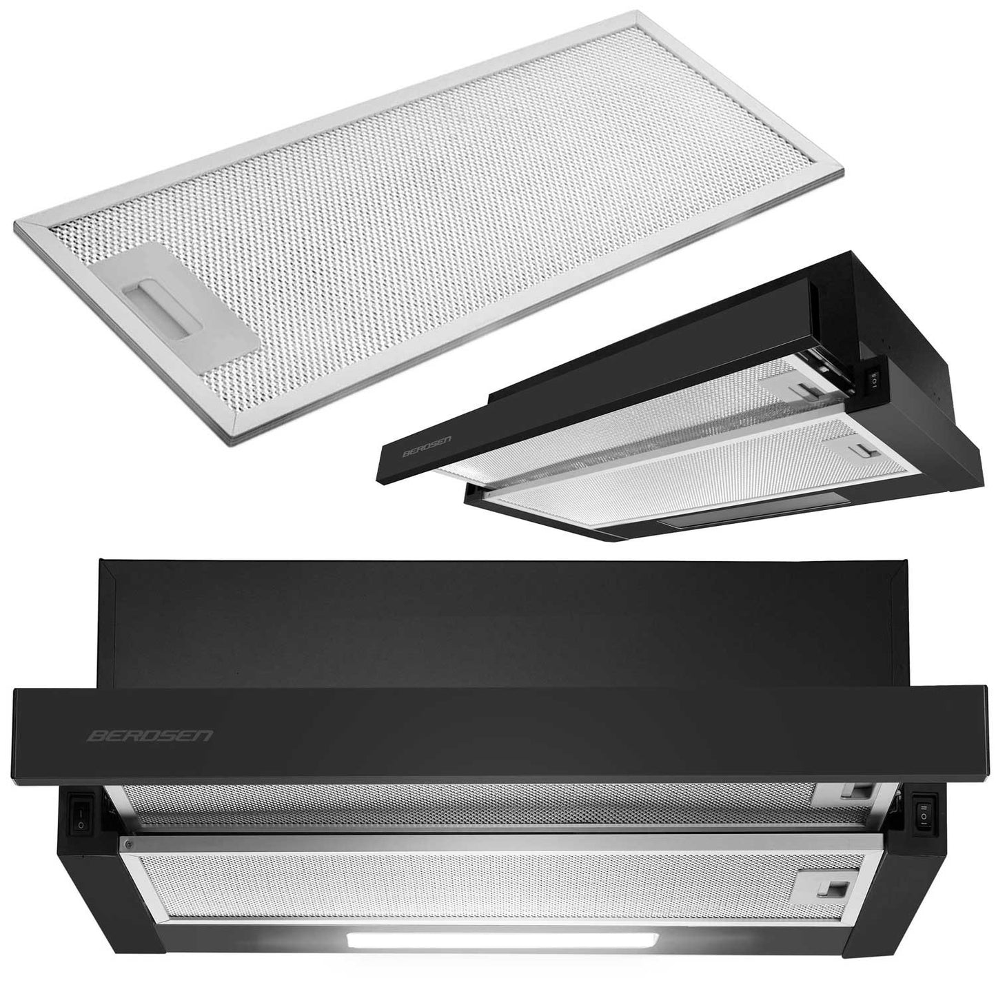 Berdsen BT-230 telescopic kitchen hood, matt black