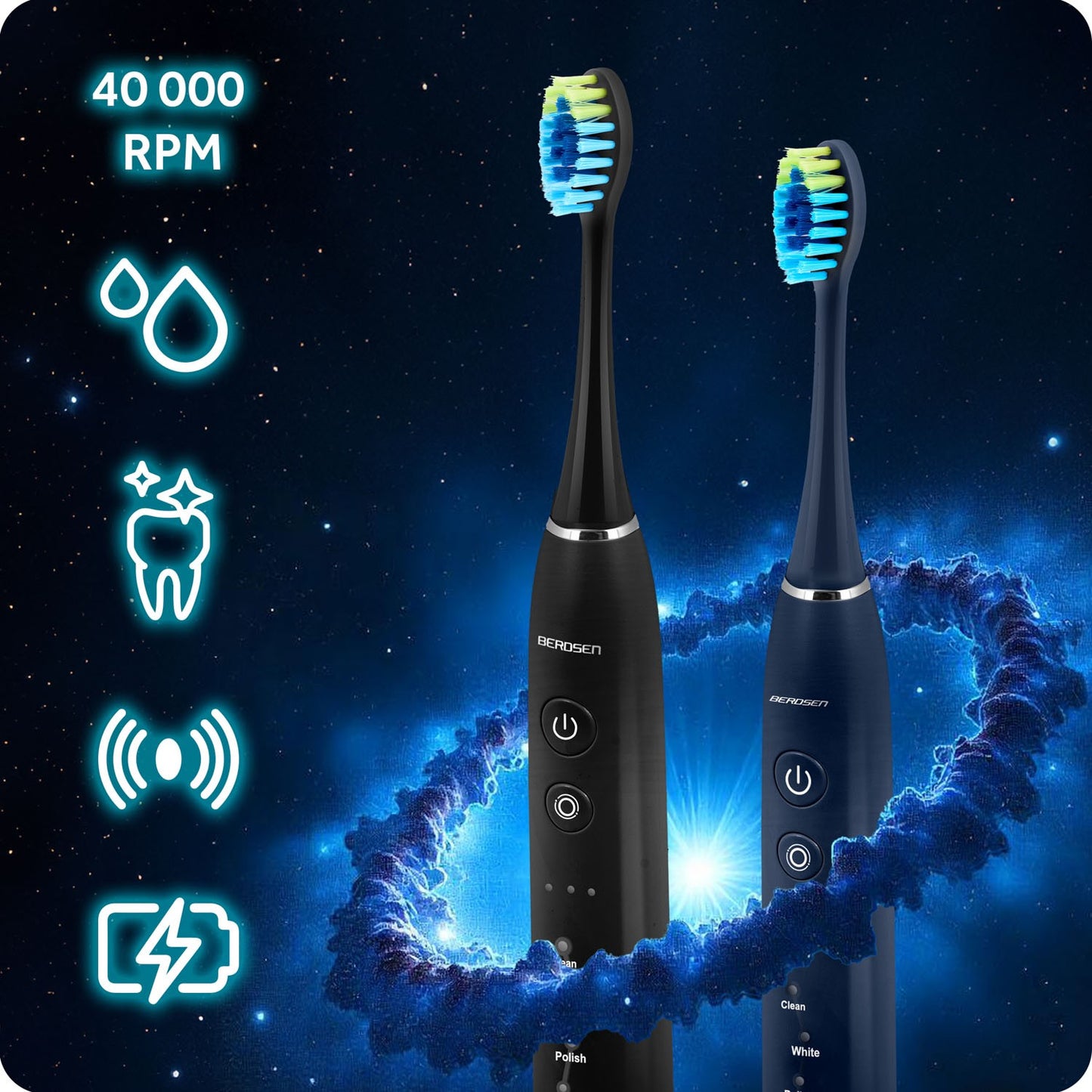 Berdsen Galaxy Duo sonic toothbrush set of 2