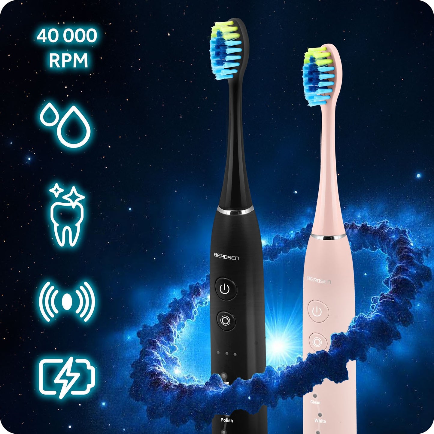 Berdsen Galaxy Duo sonic toothbrush set of 2
