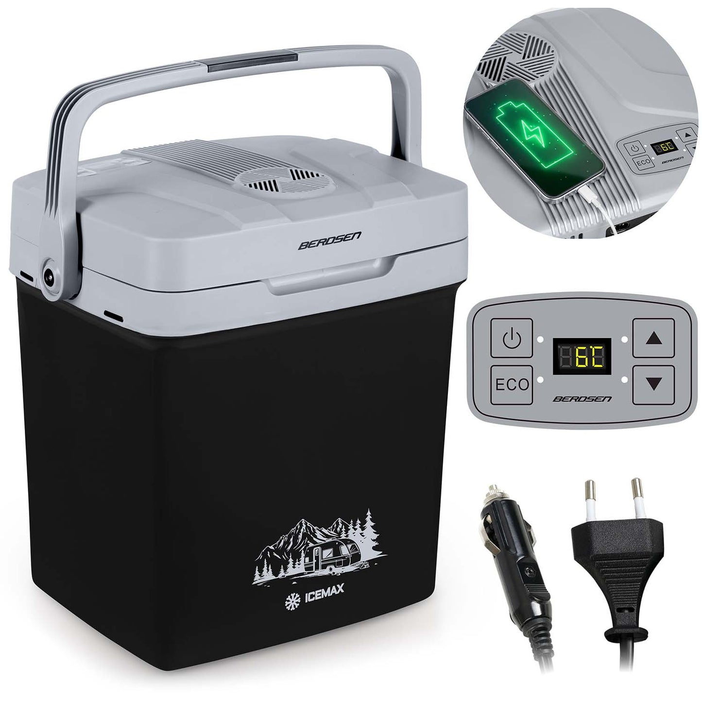 Berdsen Icemax tourist refrigerator 26 liters ECO mode - black