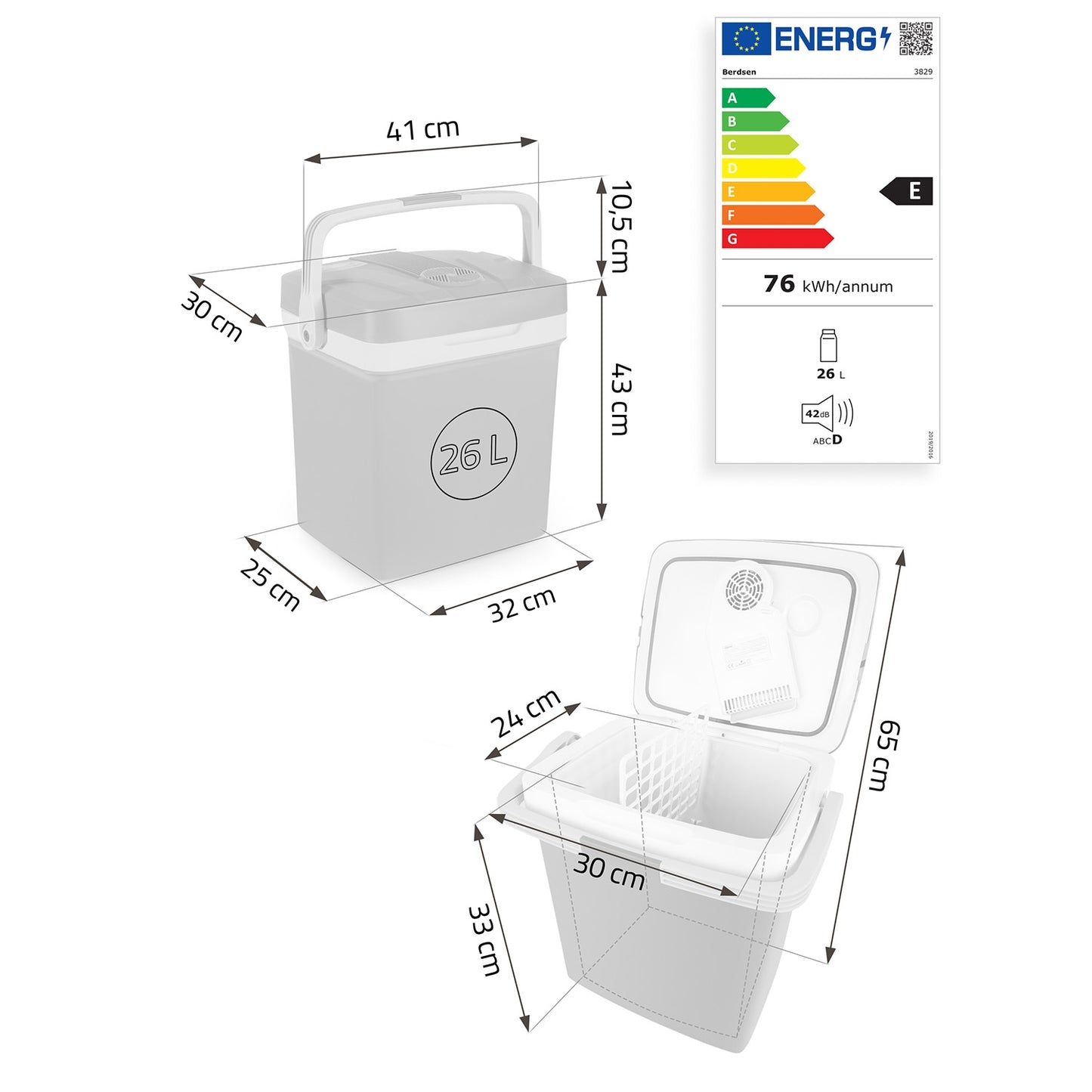 Berdsen Icemax tourist refrigerator 26 liters ECO mode - black