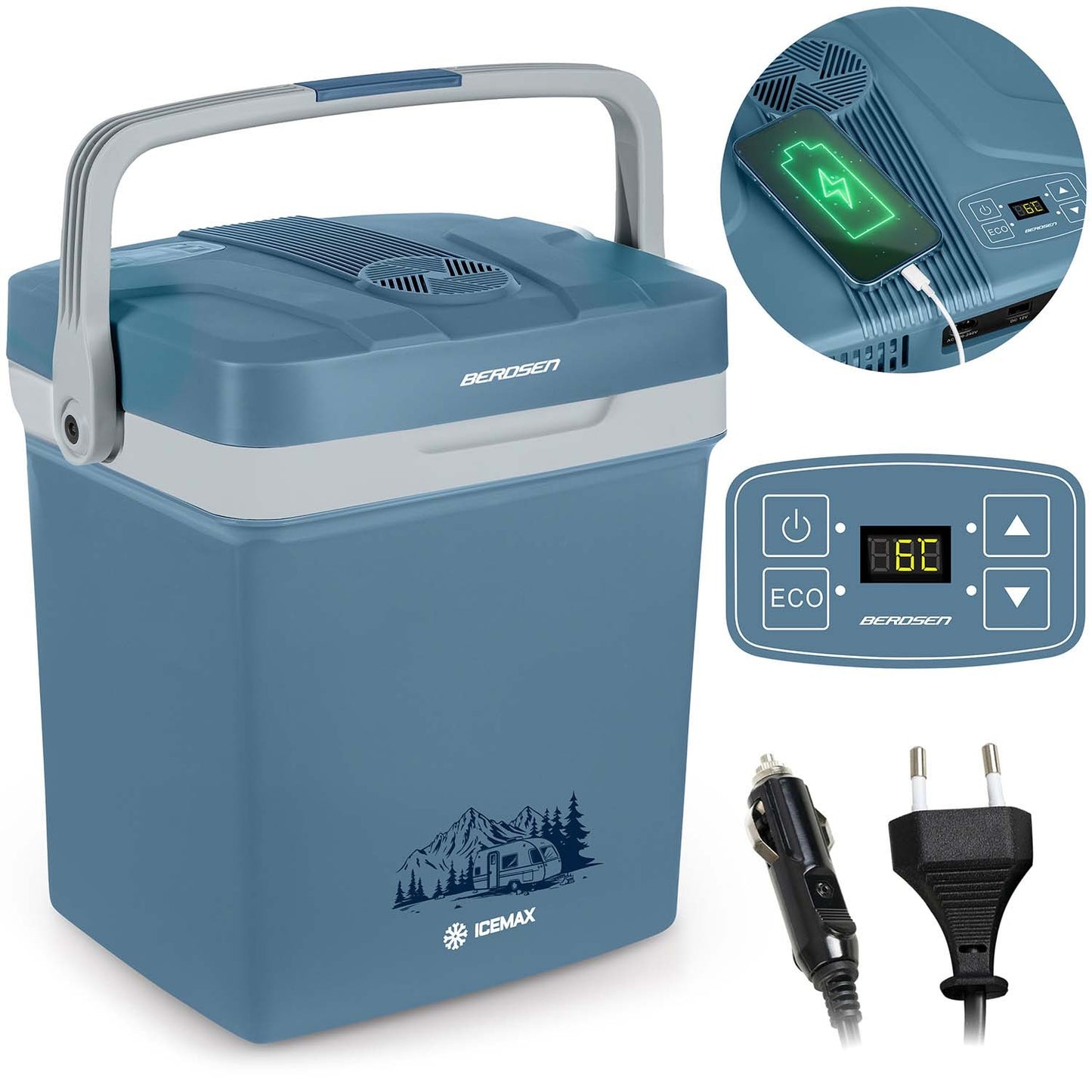 Berdsen Icemax tourist refrigerator 26 liters ECO mode - blue