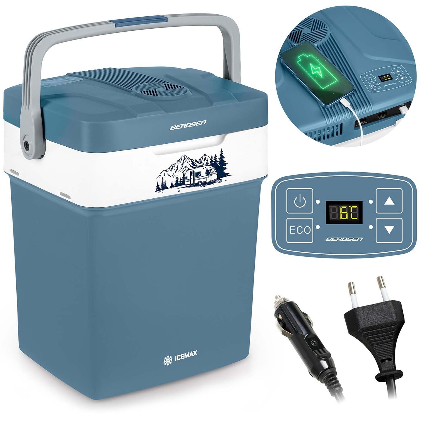 Berdsen Icemax tourist refrigerator 29 liters ECO mode - blue