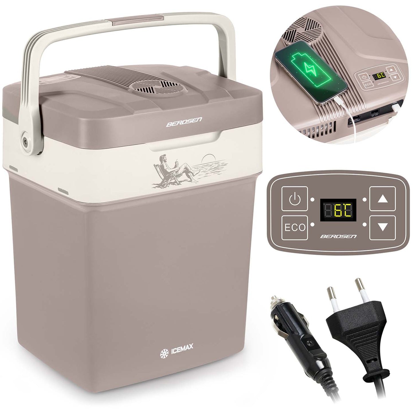 Berdsen Icemax tourist refrigerator 29 liters ECO mode - dark gray