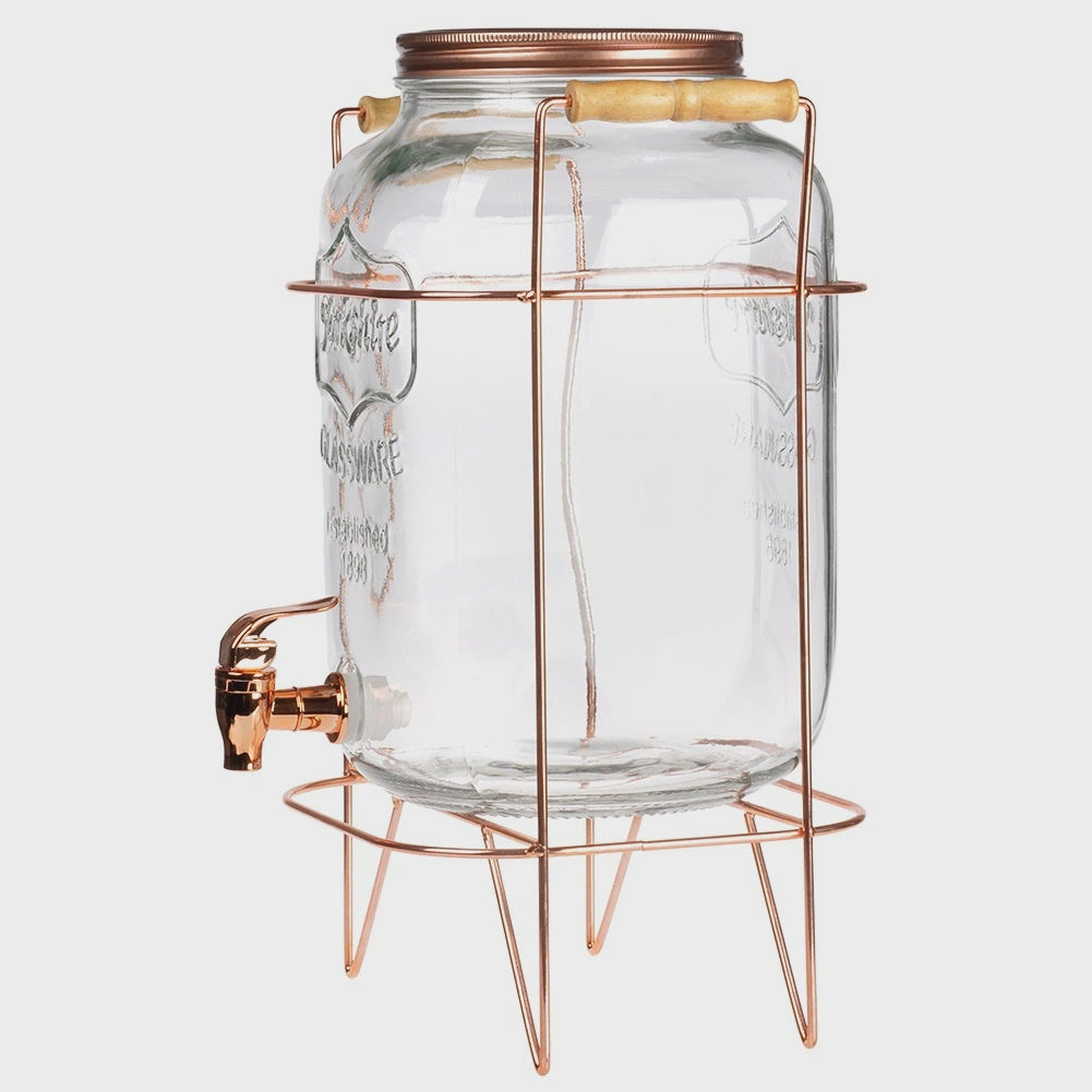 Beverage Dispenser with Tap and Stand, 8L Glass