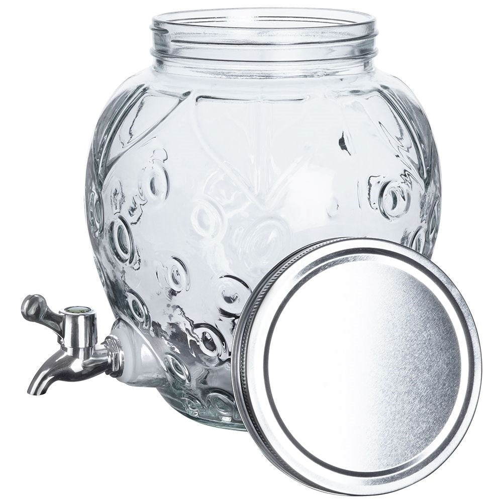 Beverage can strawberry with spigot for lemonade and bonfire