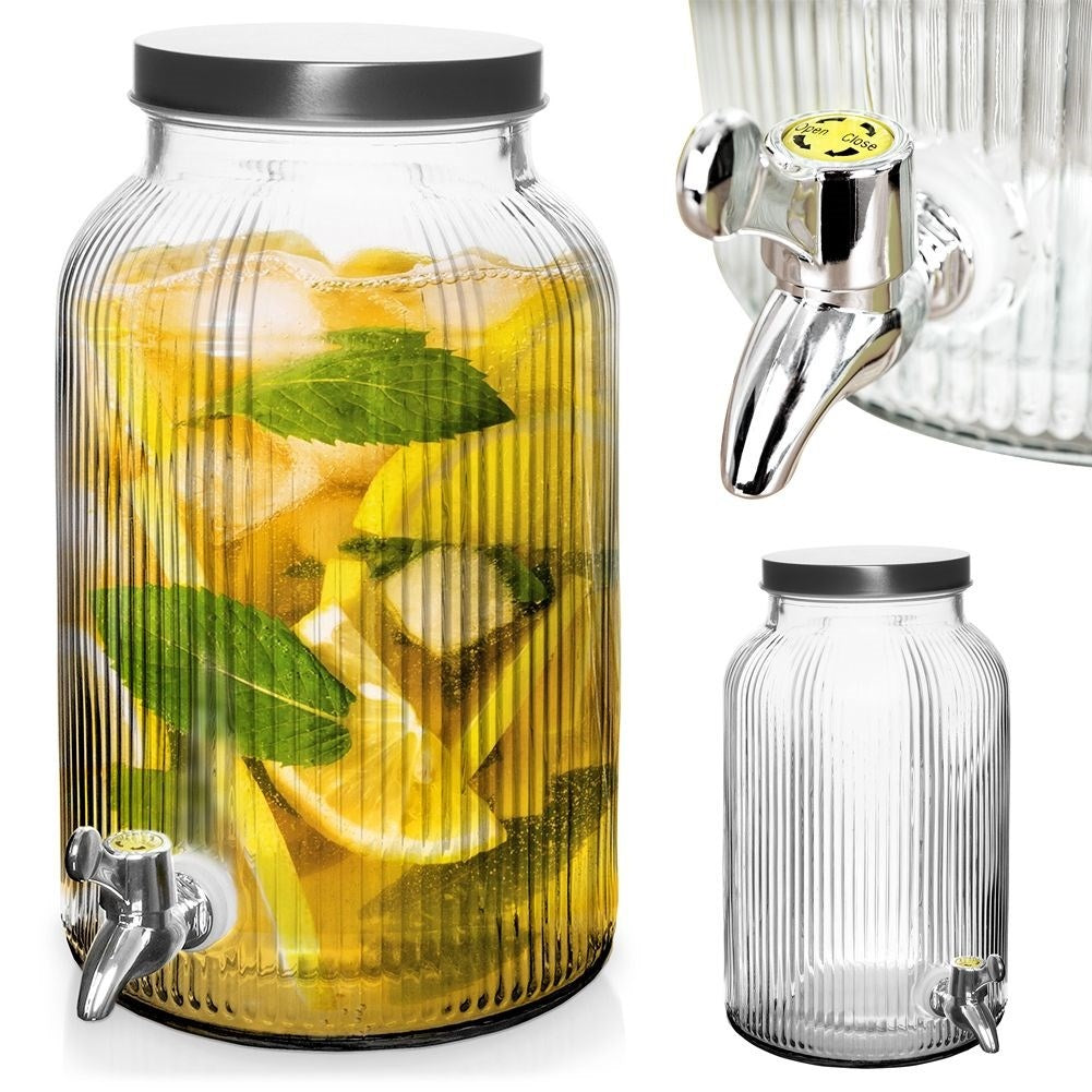 Beverage container with faucet for summer lemonade and party punch
