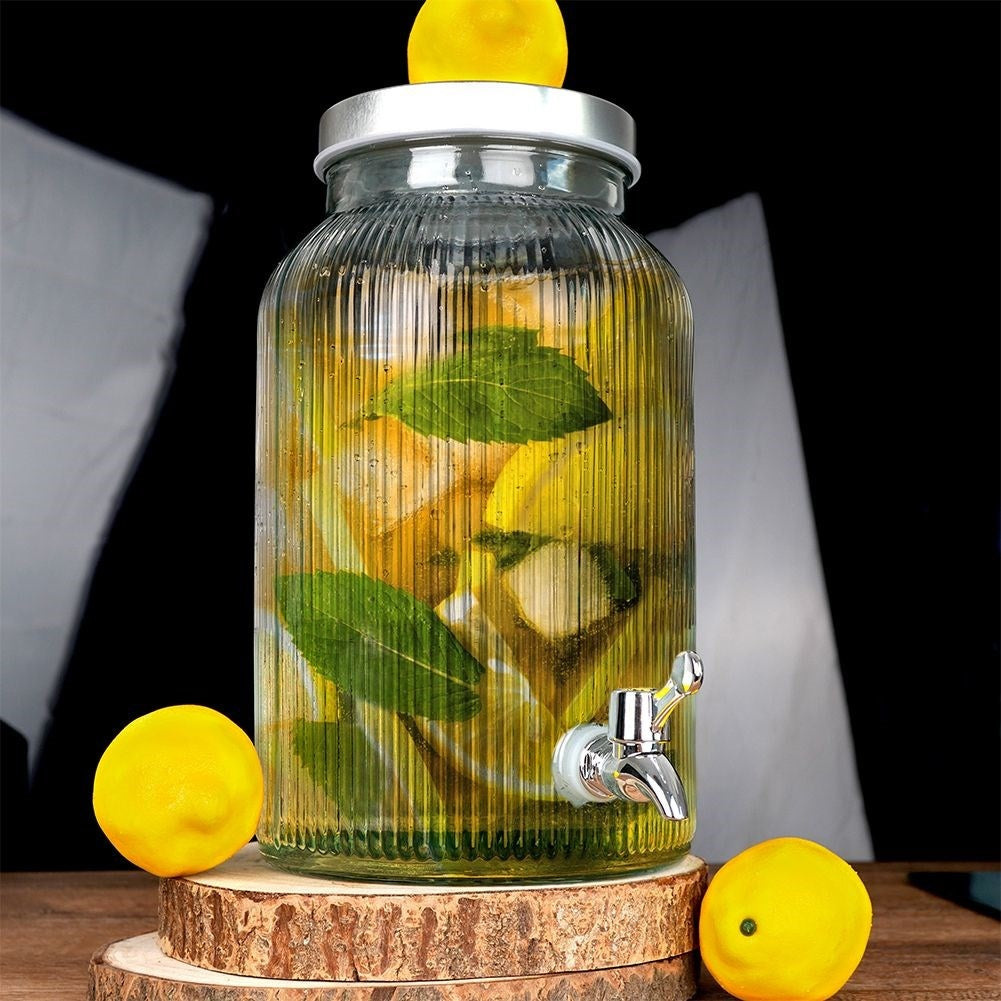 Beverage container with faucet for summer lemonade and party punch
