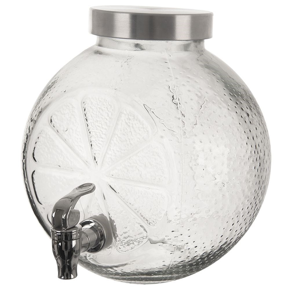 Beverage container with faucet - lemon-shaped serving