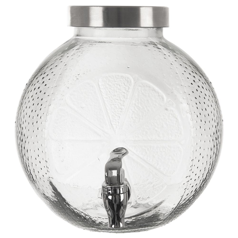 Beverage container with faucet - lemon-shaped serving