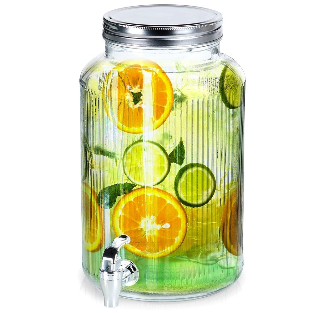 Beverage container with tap for lemonade and bonfire
