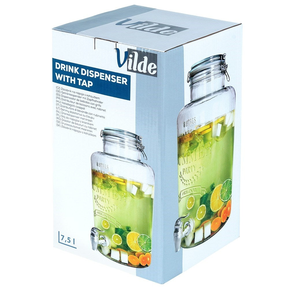 Beverage container with tap for lemonade and bonfire