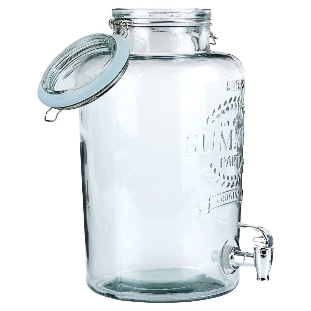 Beverage container with tap for lemonade and bonfire