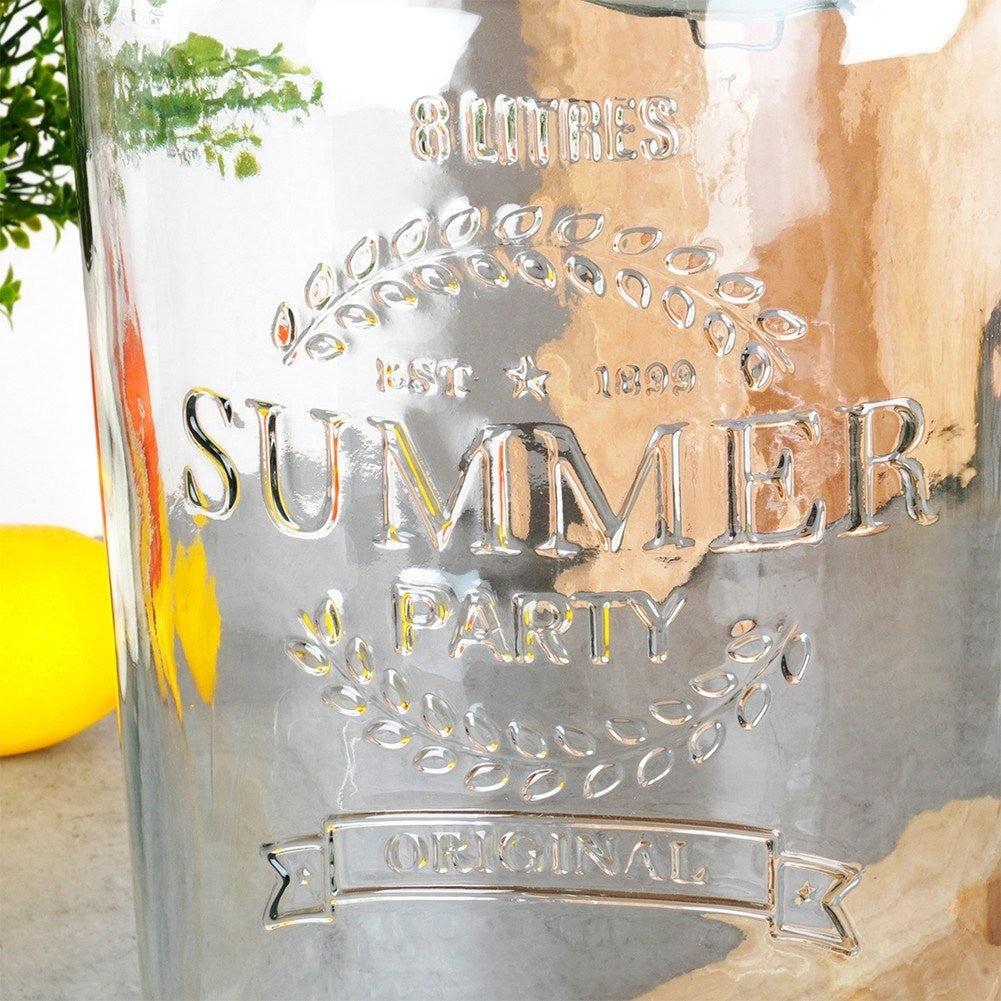 Beverage container with tap for lemonade and bonfire