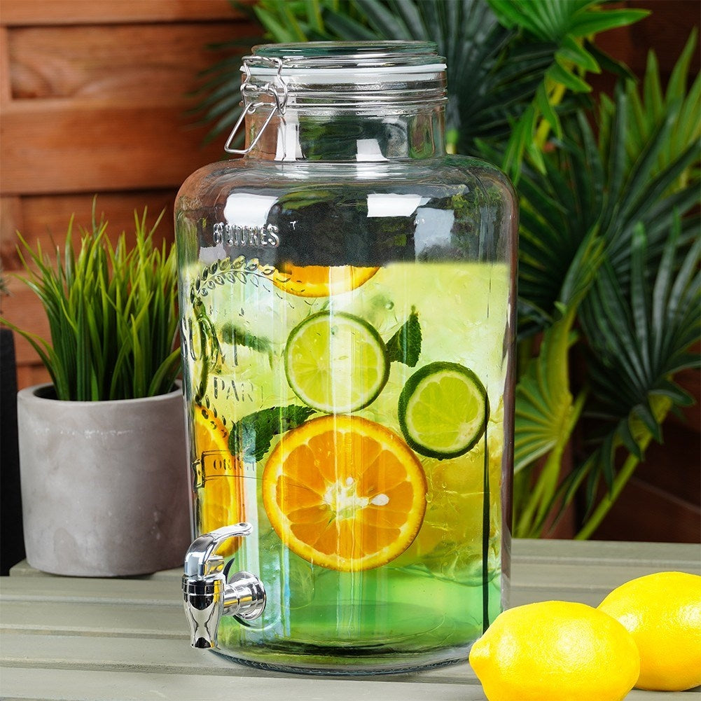 Beverage container with tap for lemonade and bonfire