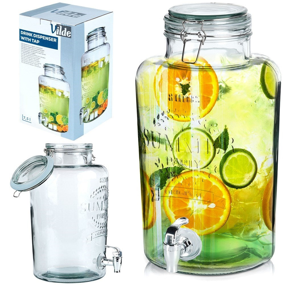 Beverage container with tap for lemonade and bonfire