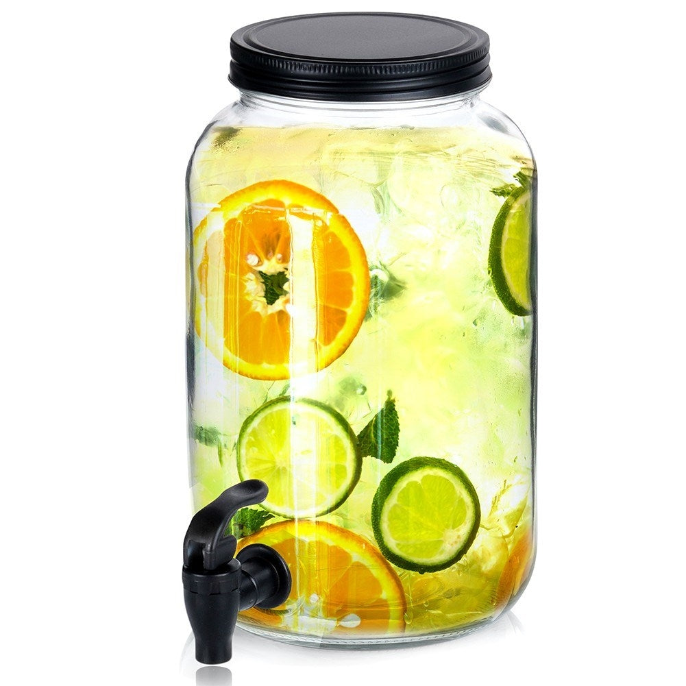 Beverage container with tap for summer lemonade and bonfire
