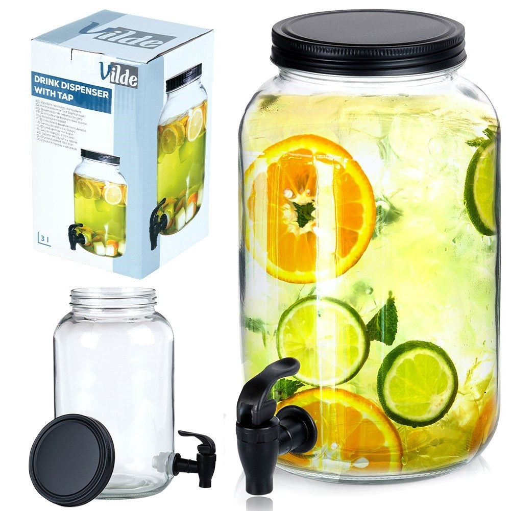 Beverage container with tap for summer lemonade and bonfire