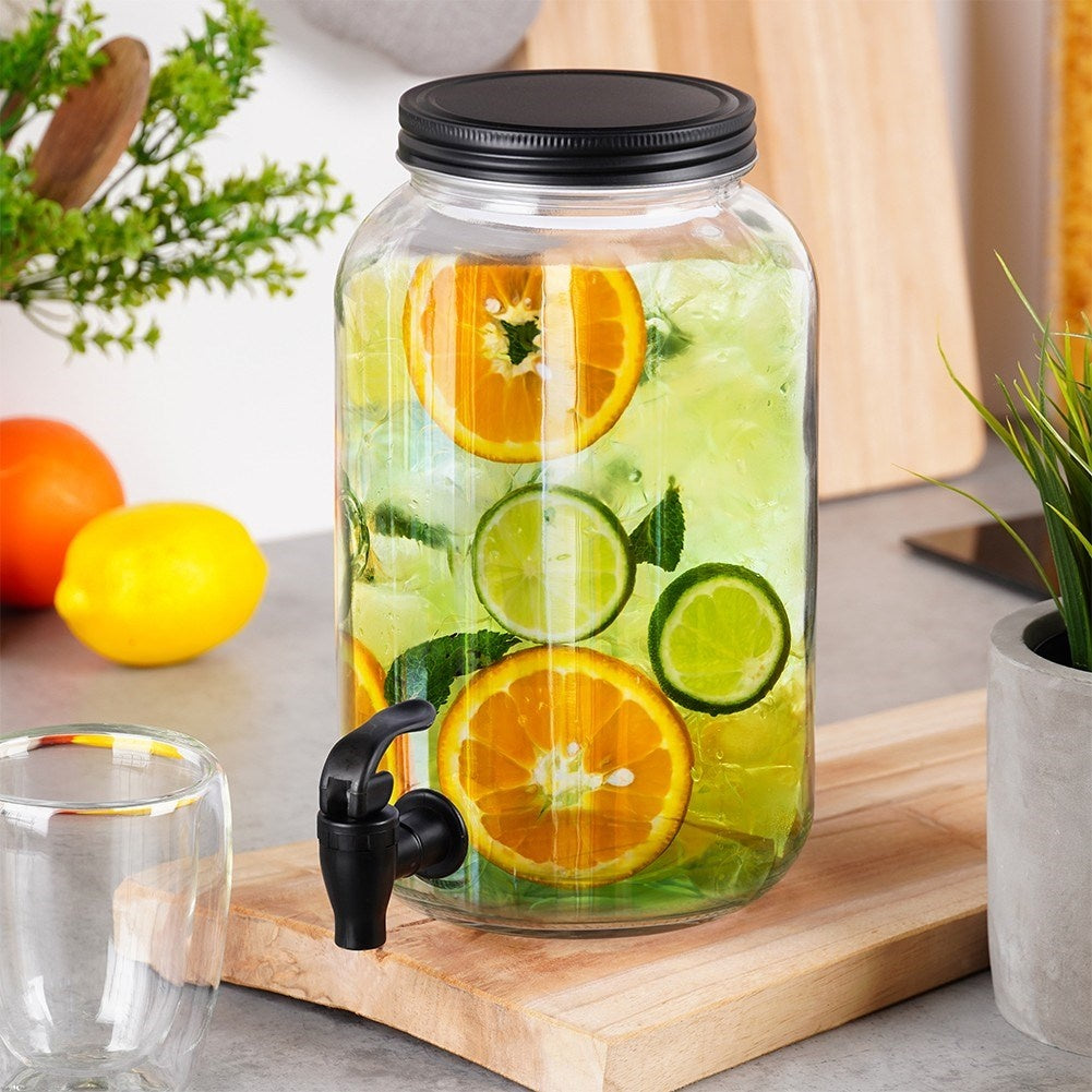 Beverage container with tap for summer lemonade and bonfire