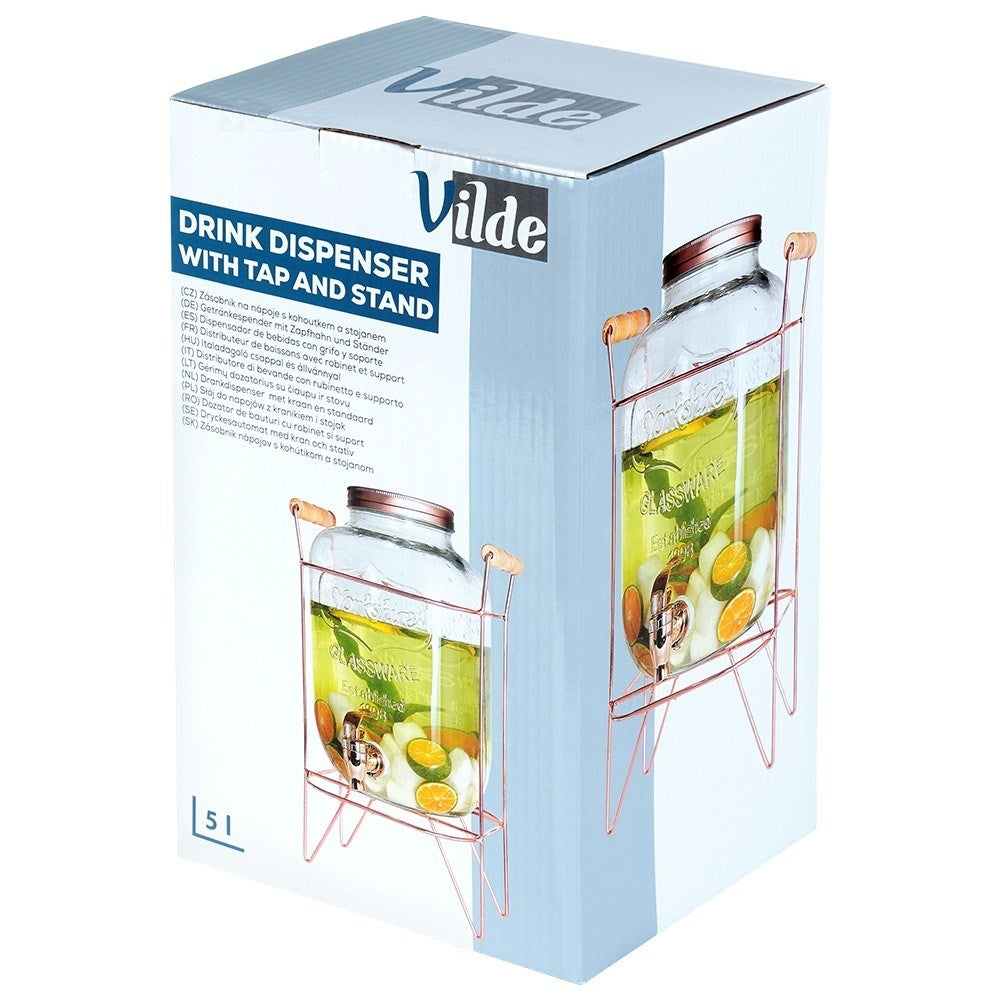 Beverage dispenser with faucet and stand