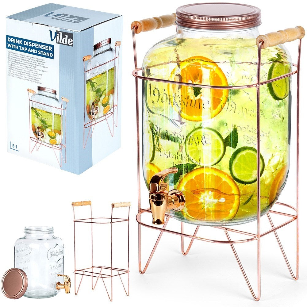 Beverage dispenser with faucet and stand
