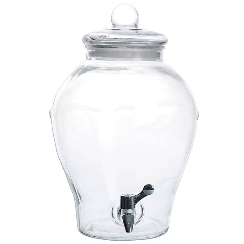 Beverage dispenser with faucet for lemonade or bonfire with pieces of fruit