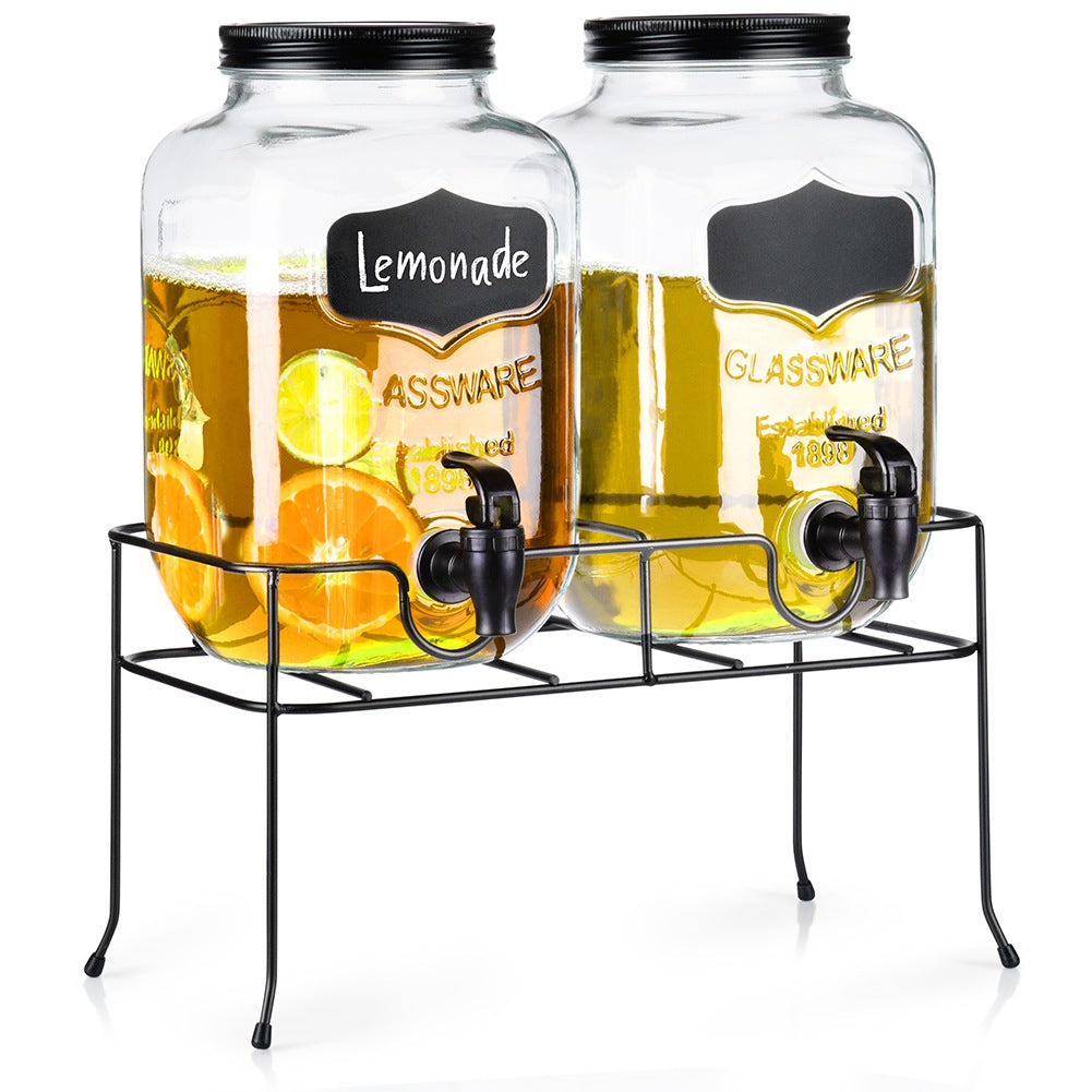 Beverage jar with tap and stand, black, 2x4 l, 3 pcs.