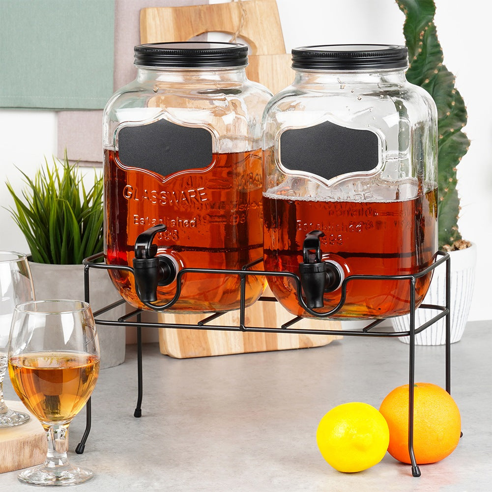 Beverage jar with tap and stand, black, 2x4 l, 3 pcs.