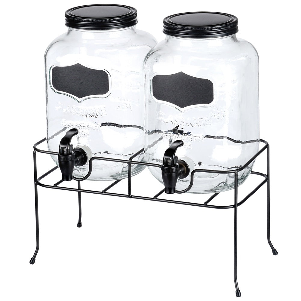 Beverage jar with tap and stand, black, 2x4 l, 3 pcs.