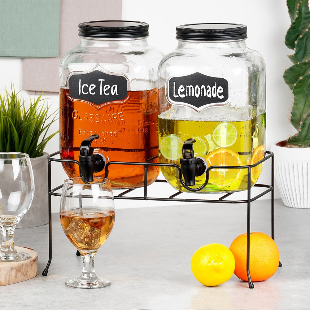 Beverage jar with tap and stand, black, 2x4 l, 3 pcs.