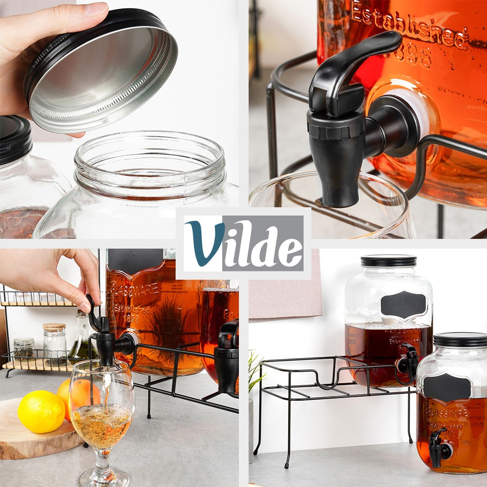 Beverage jar with tap and stand, black, 2x4 l, 3 pcs.
