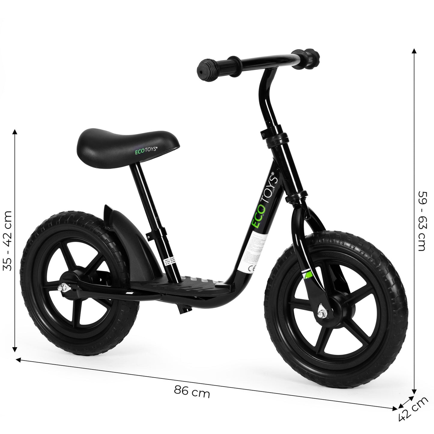 Bicycle, balance bike with platform for children, ride-on, EVA wheels ECOTOYS , black