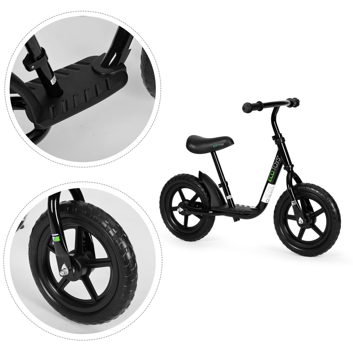 Bicycle, balance bike with platform for children, ride-on, EVA wheels ECOTOYS , black